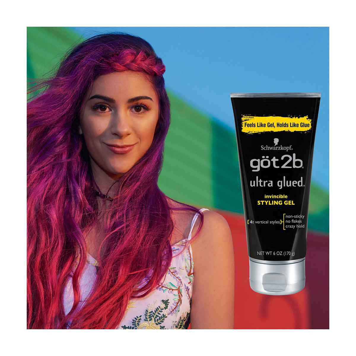 Got2b Ultra Glued Invincible Styling Hair Gel, 6 oz