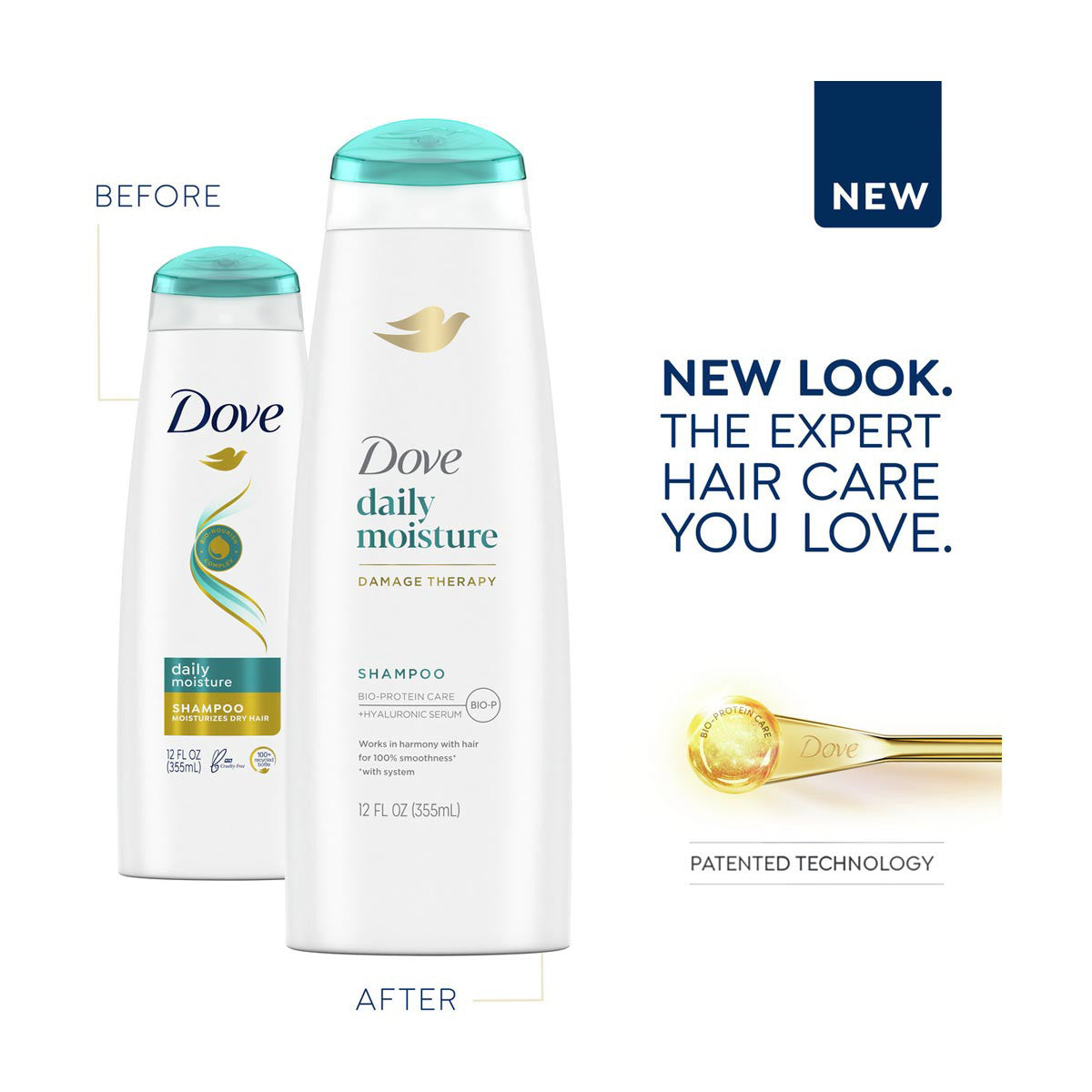 Dove Daily Moisture Damage Therapy Shampoo & Conditioner Set, 12 fl oz, 2 ct
