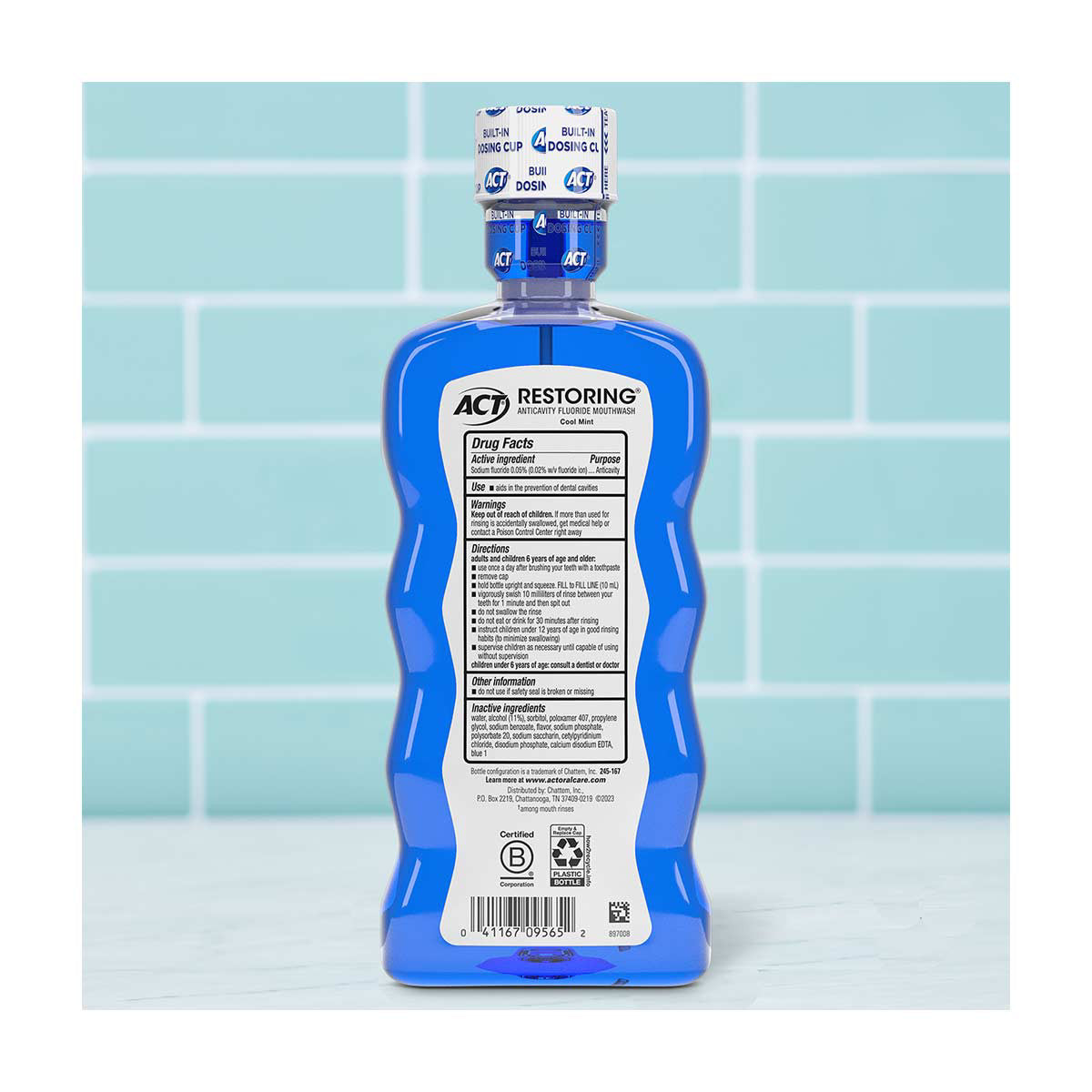ACT Restoring Anticavity Fluoride Mouthwash, Cool Mint, 18 fl. oz.