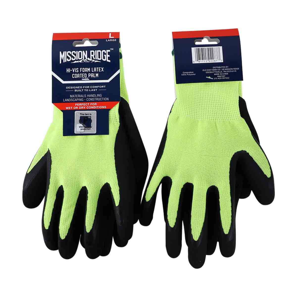 Mission Ridge Hi-Vis Foam Latex Coated Palm Gloves, Yellow