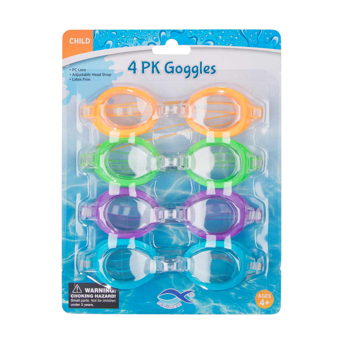 Kids Swim Goggles, 4 ct, 1 ct - Assorted
