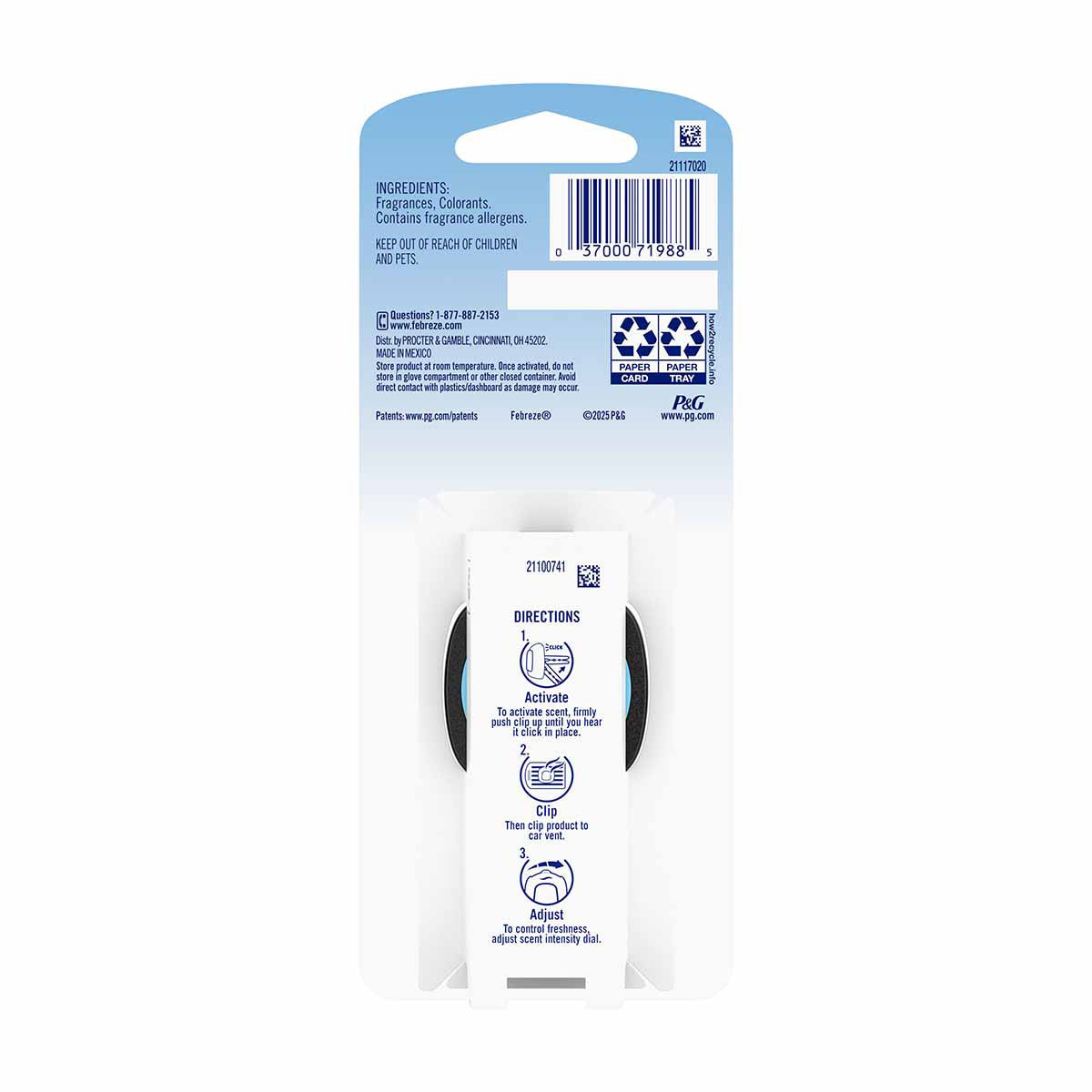 Febreze AUTO Air Freshener, Odor-Fighting Automotive Vent Clip, Evening Woods Scent, 1 Count