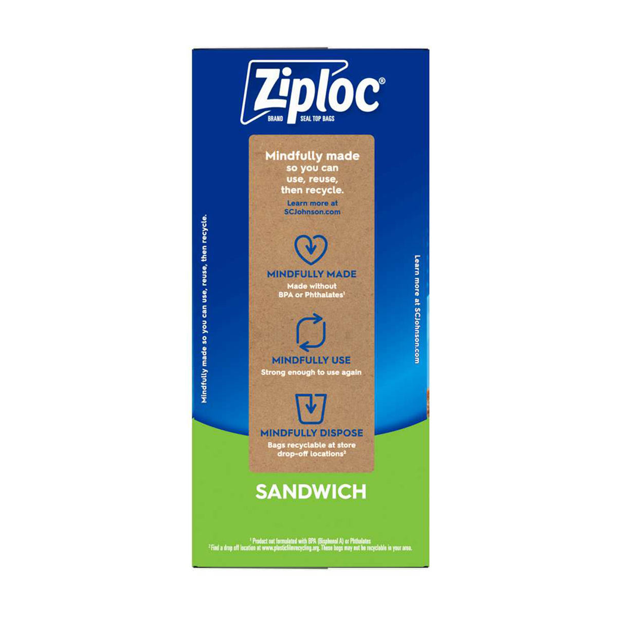 Ziploc Brand Sandwich Bags, with Grip 'n Seal Technology, 189 Count