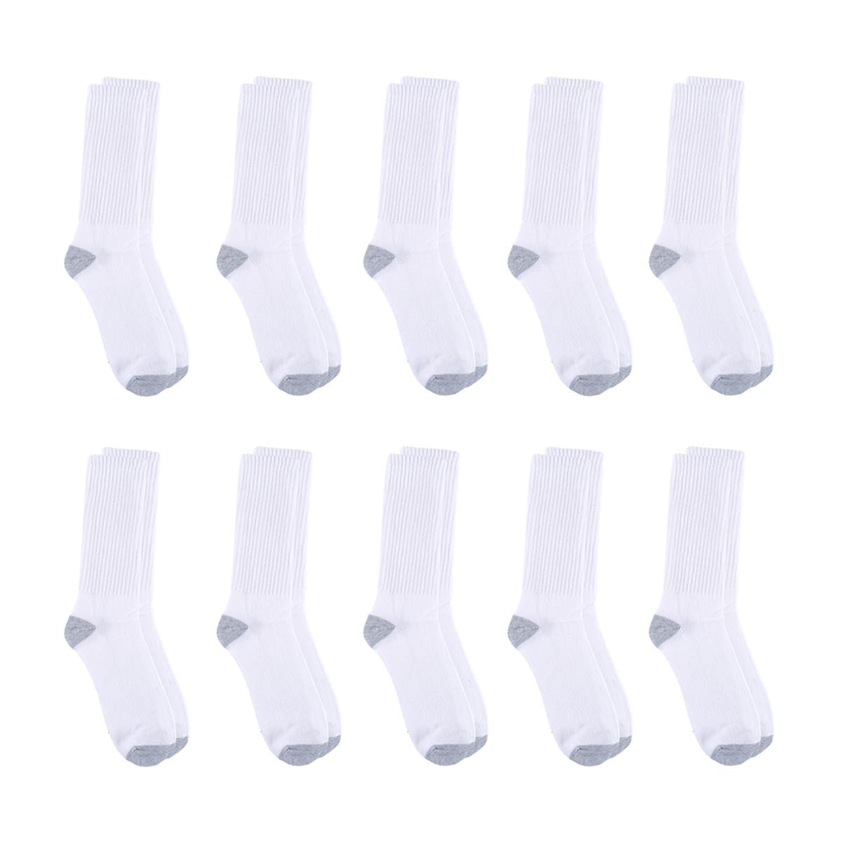 Zone Pro Men's Half Cushion Crew Socks, White, Shoe Size 6 - 12, 10 pk