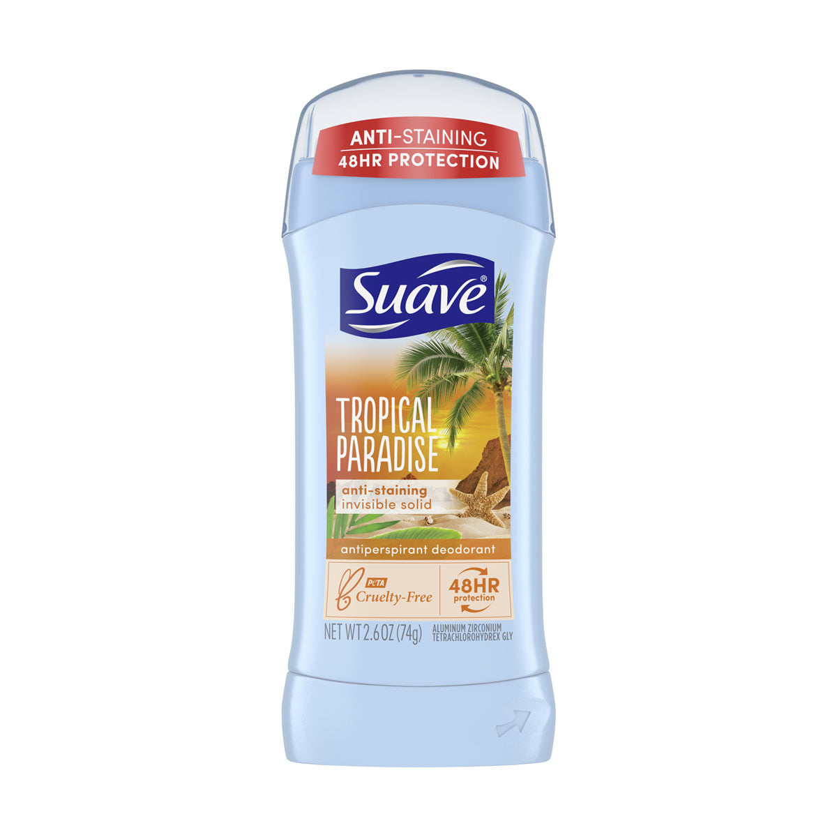 Suave Invisible Solid Antiperspirant Deodorant, Tropical Paradise, 2.6 oz