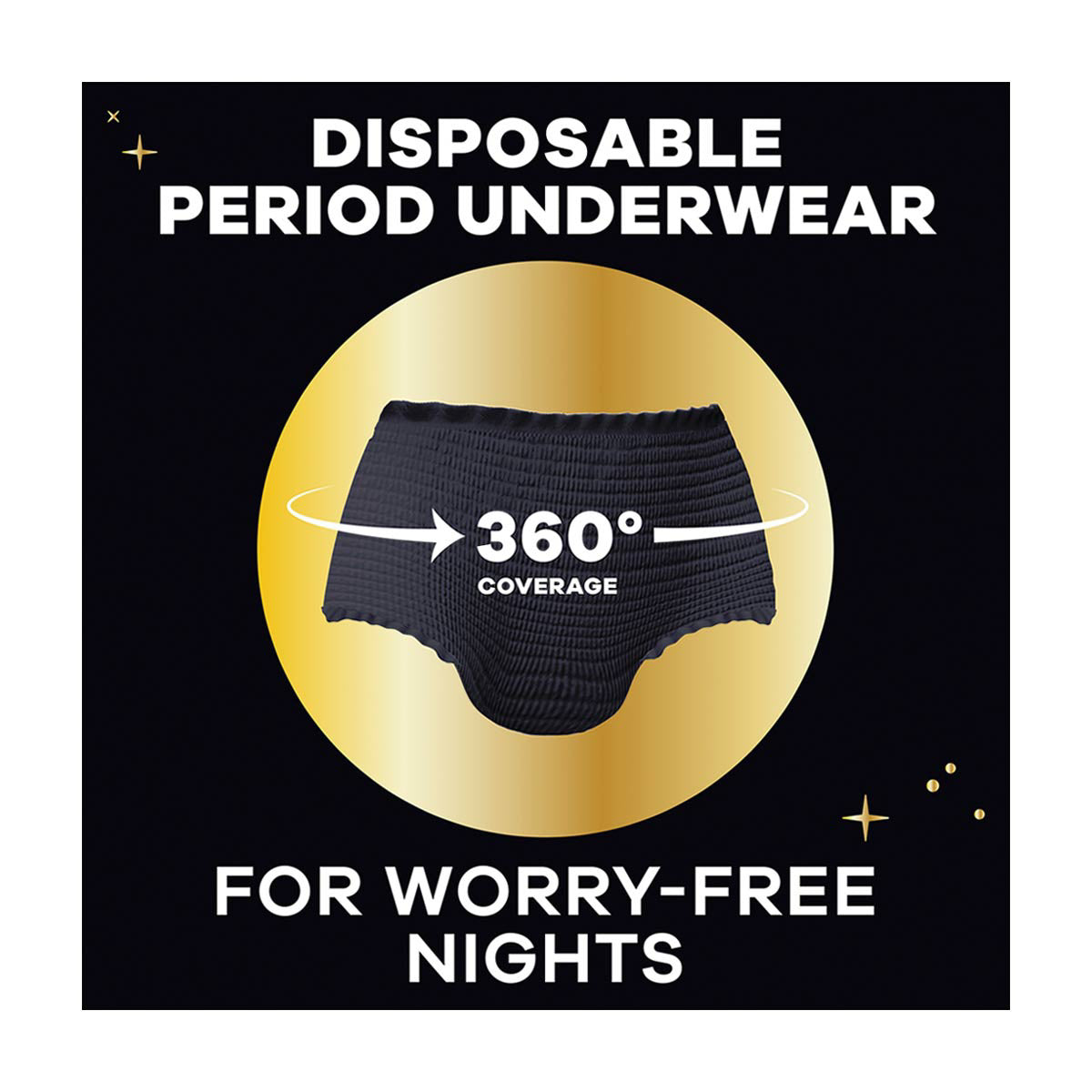 Always ZZZ Overnight Disposable Period Underwear for Women Sz L, 360° Coverage for Worry-Free Nights, 7 Count