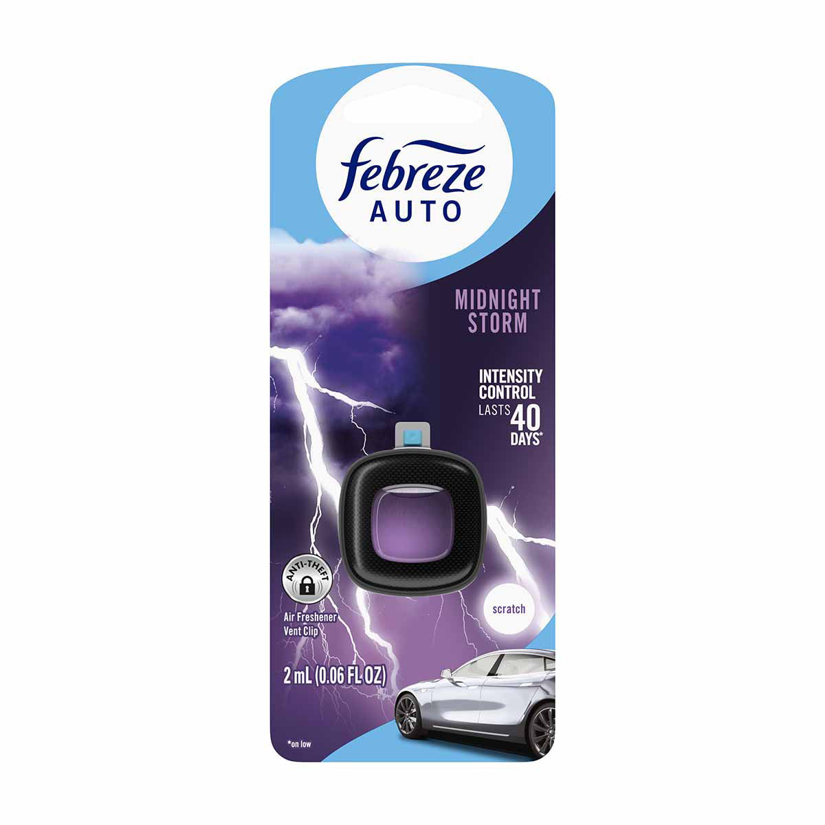Febreze AUTO Air Freshener, Odor-Fighting Automotive Vent Clip, Midnight Storm Scent, 1 Count