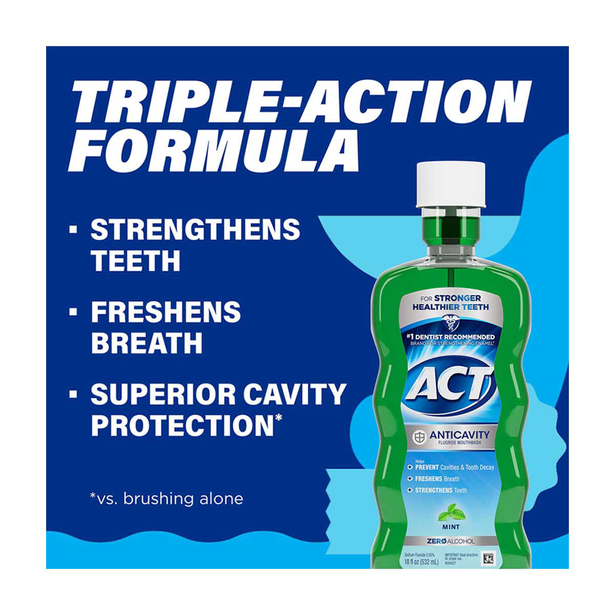 ACT Anticavity Fluoride Mouthwash, Mint - 18 fl oz