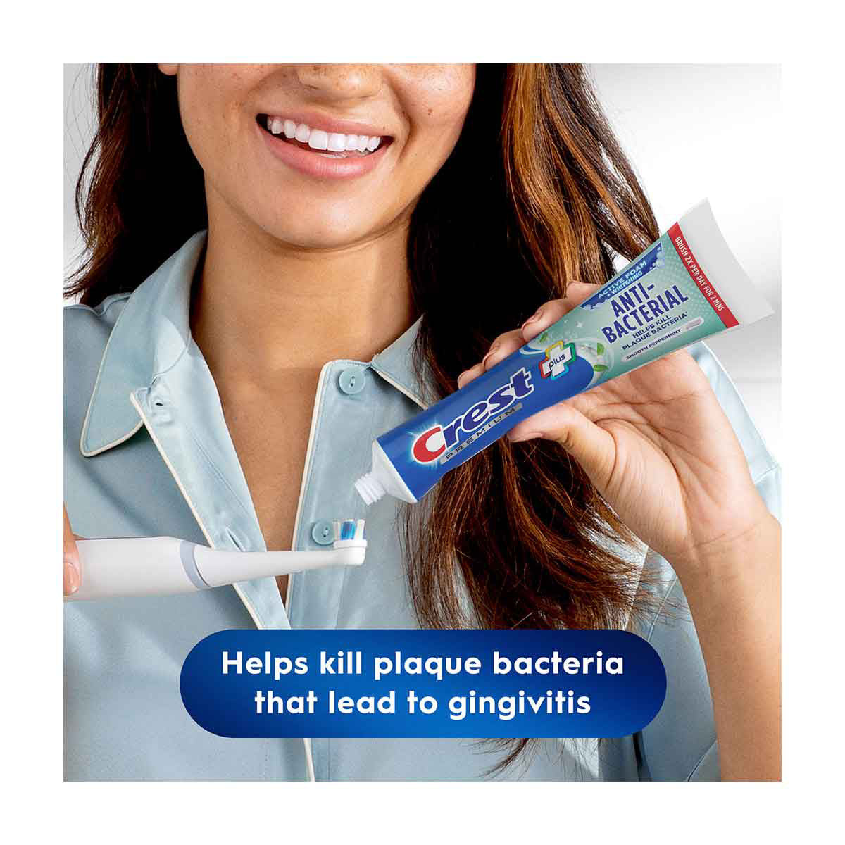 Crest Premium Plus Anti-Bacterial Toothpaste, Smooth Peppermint 7.0oz