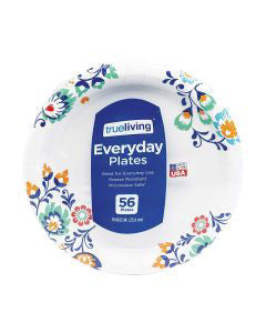 True Living Everyday Paper Plates, 10 in, 56 ct