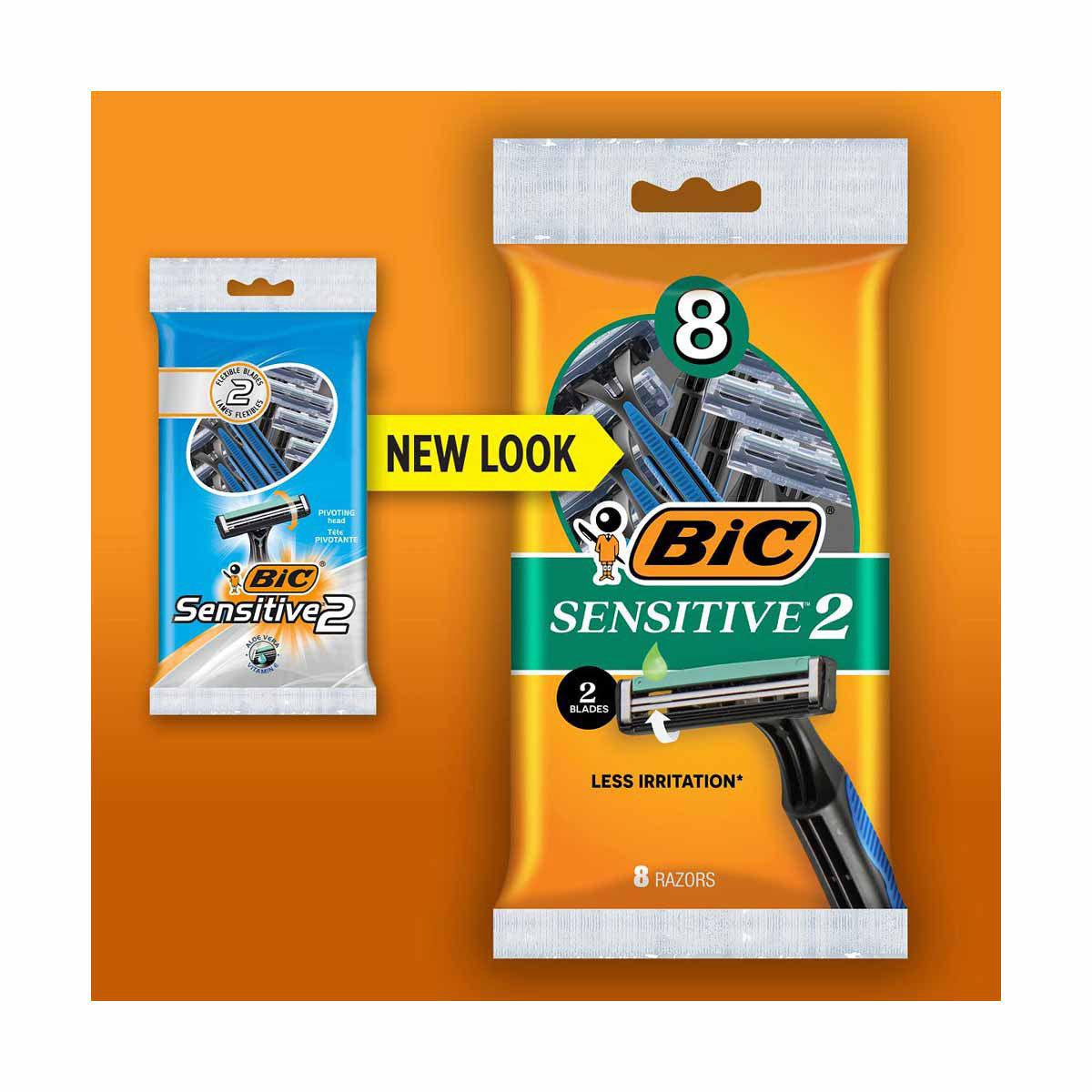 BIC Sensitive 2 Disposable Razors for Men, 8 ct