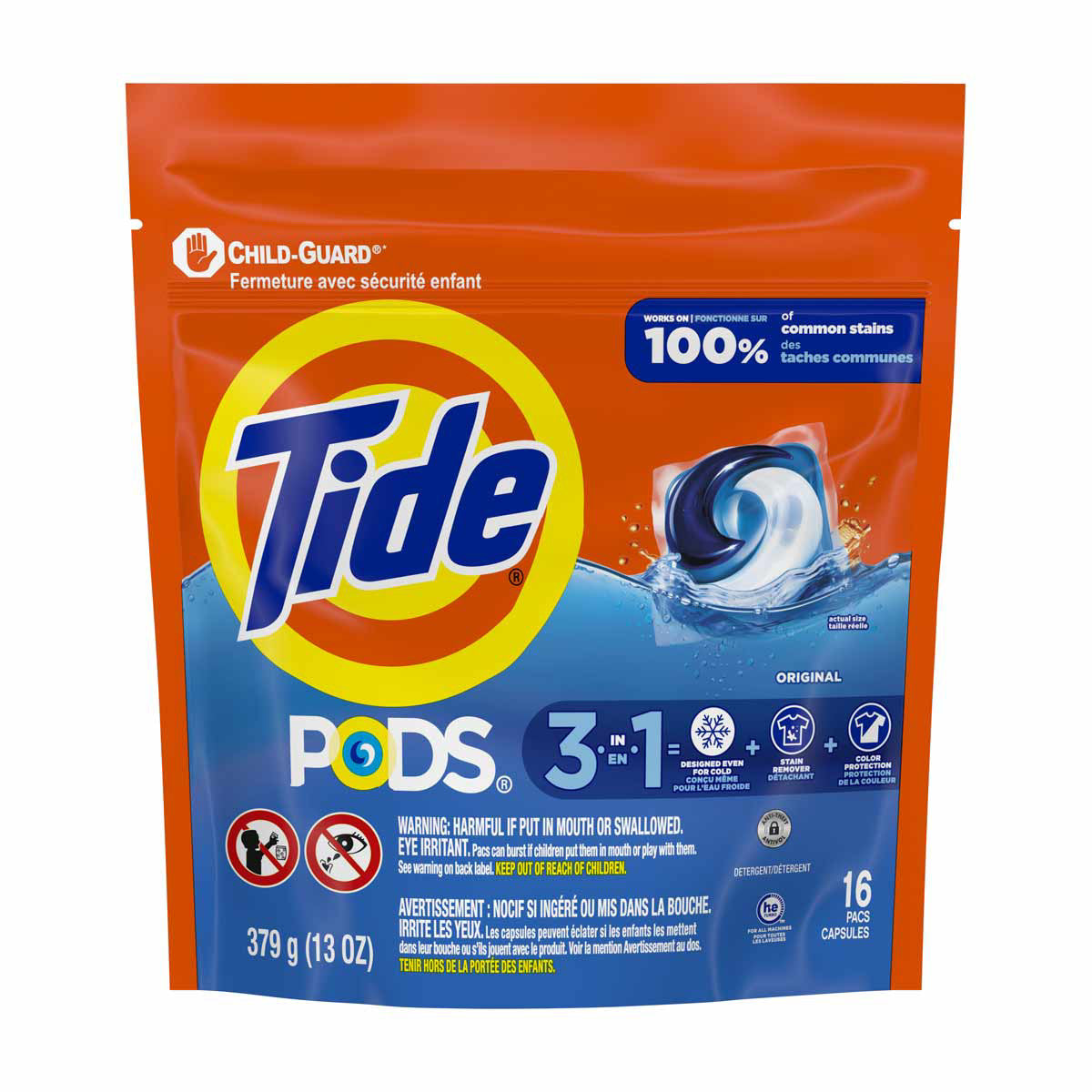 Tide PODS Laundry Detergent Pacs, Original Scent, 16 Count, Powerful 3-in-1 Clean in one Step, HE Compatible