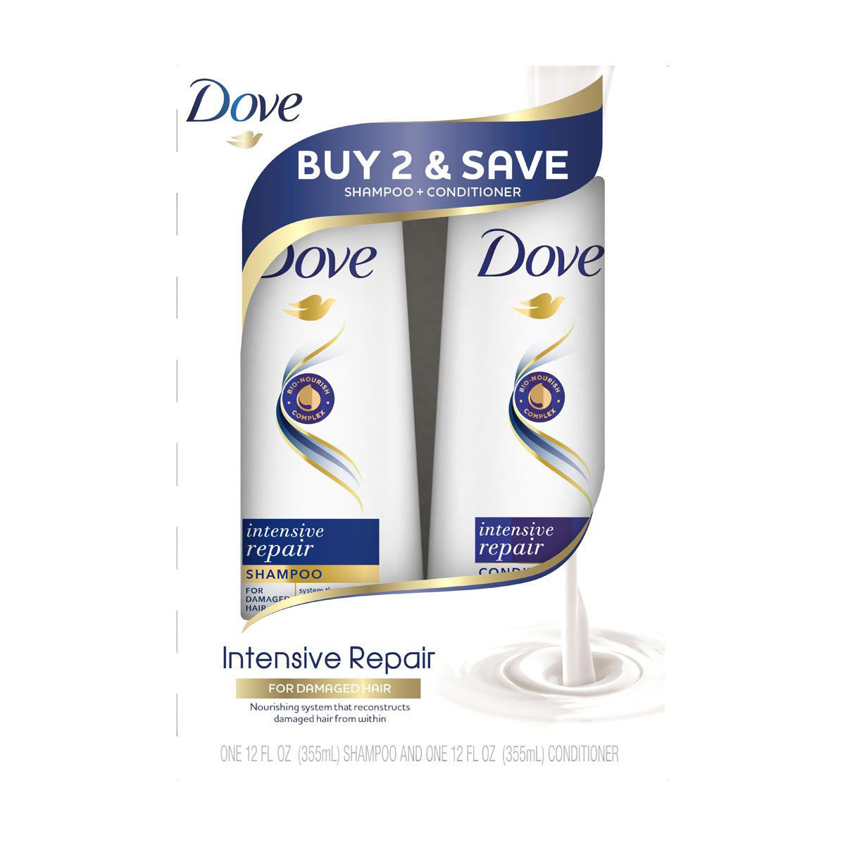 Dove Intensive Repair Shampoo and Conditioner Set, 12 fl oz