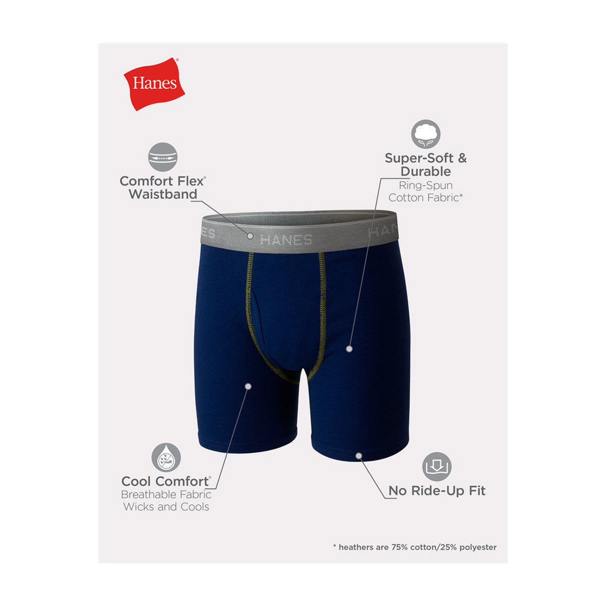 Hanes Sport Boxer Brief Boys Size Medium, 3 ct