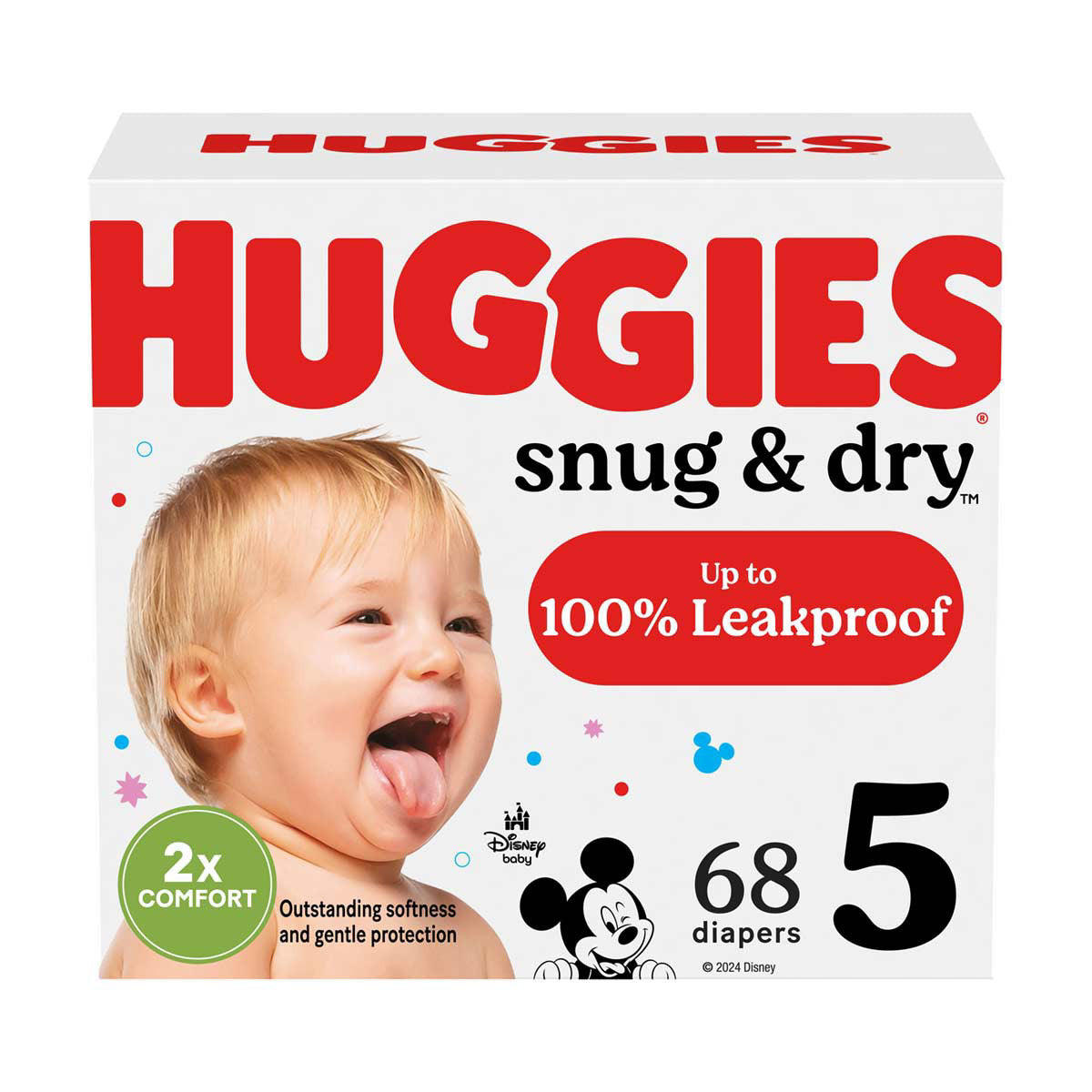 Huggies Snug & Dry Baby Diapers, Size 5 (27+ lbs), 68 ct