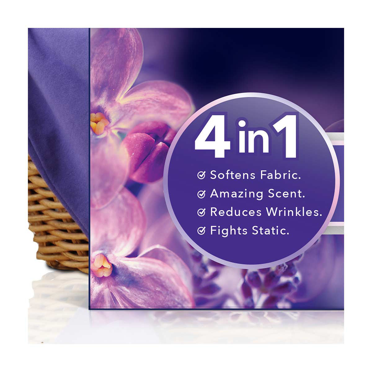 Downy Infusions Mega Dryer Sheets, Laundry Fabric Softener, CALM, Lavender and Vanilla Bean, 50 Count