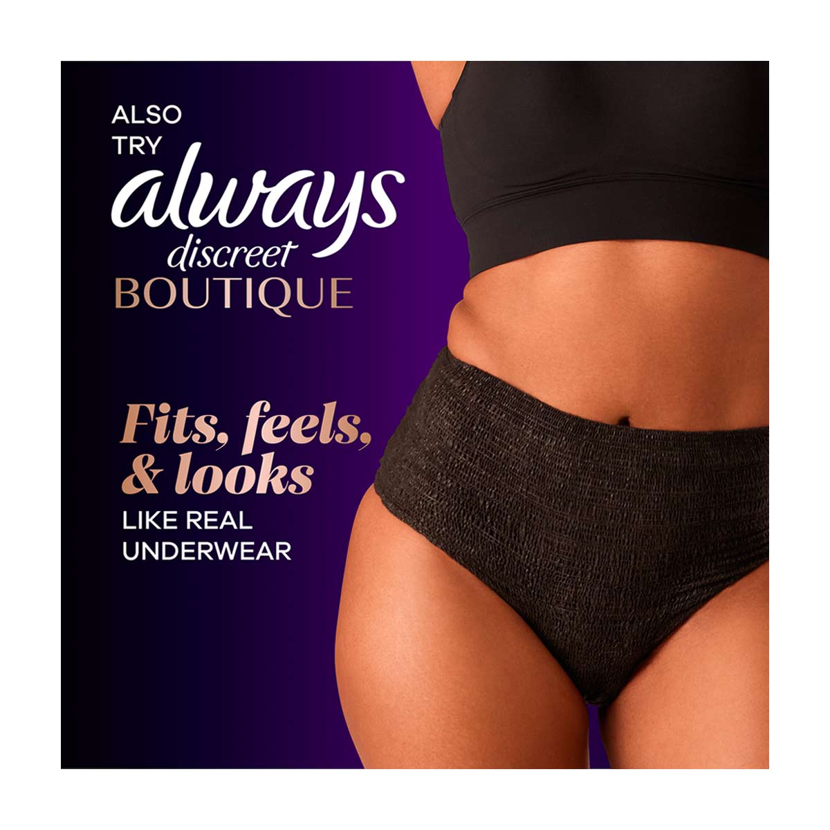 Always Discreet Incontinence Panty Liners for Bladder Leaks, Size 2, Very Light Absorbency, 48 CT