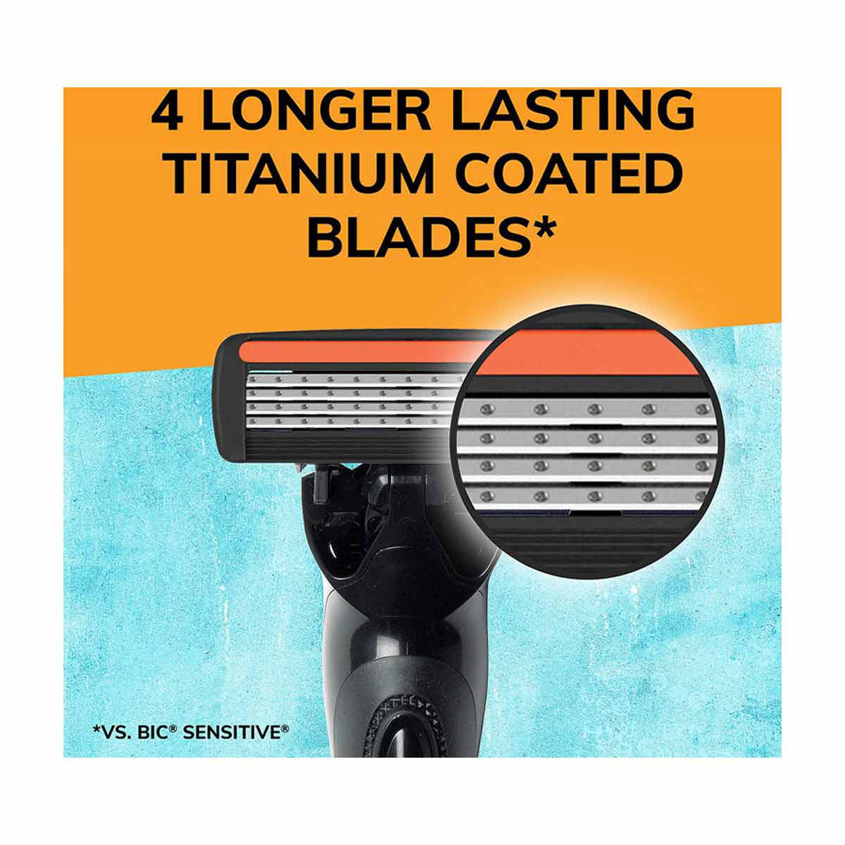 BIC Flex 4 Refillable Razors for Men, Long-Lasting 4 Blade Razors for Sensitive Skin, 1 Handle and 4 Cartridges, 5 Piece Shaving Kit
