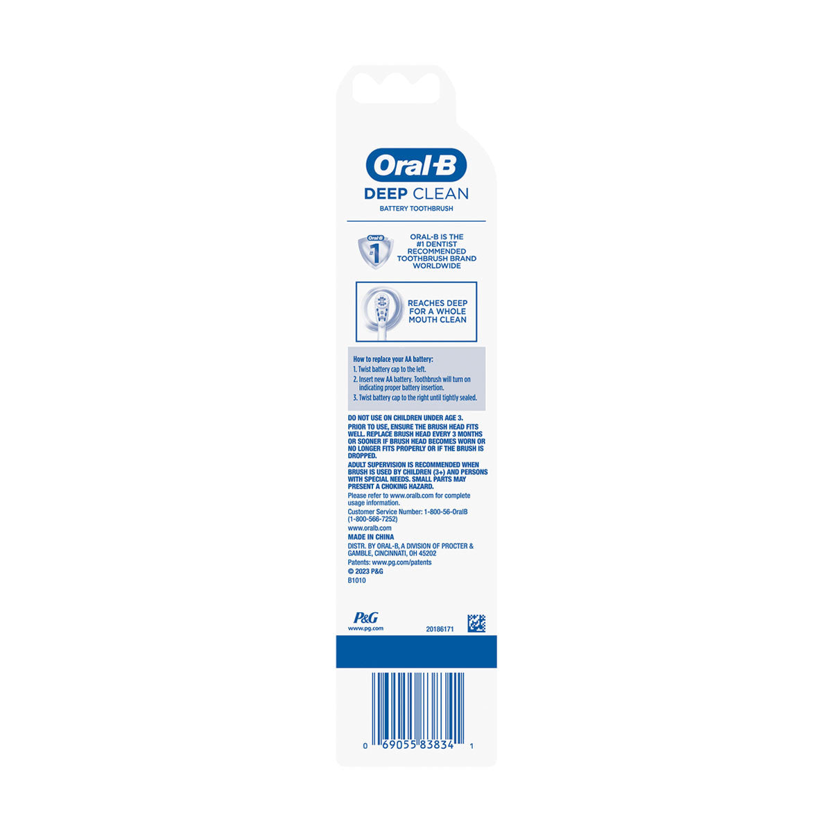 Oral-B Complete Deep Clean Battery Powered Electric Toothbrush, 1 Count, Colors May Vary