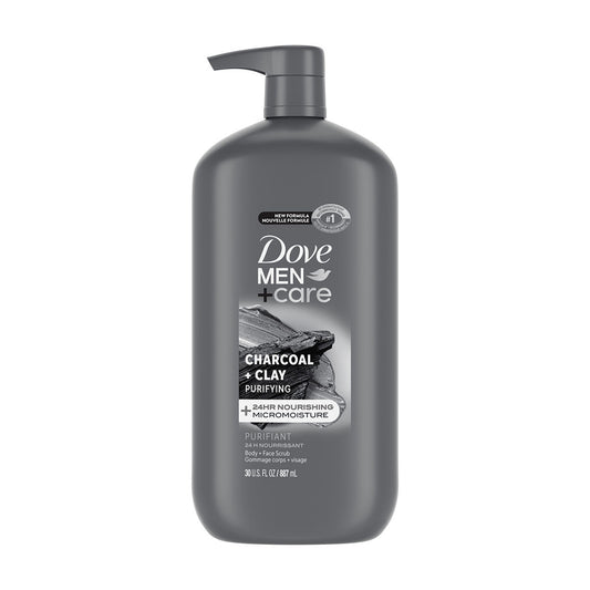 Dove Men+Care Purifying Charcoal + Clay Body and Face Wash, 30 fl oz