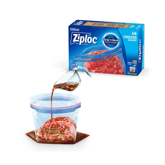 ZiplocÂ® Brand Freezer Bags with New Stay Open Design, Quart, 48 ct