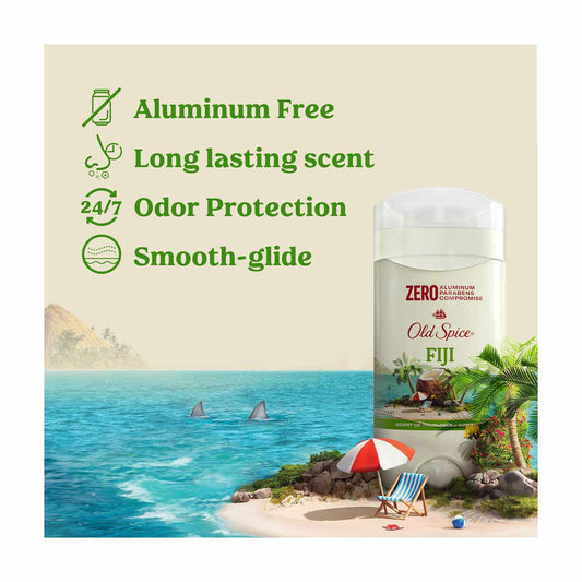 Old Spice Men's Deodorant Aluminum-Free Fiji with Palm Tree, 24/7 Lasting Freshness, 3oz