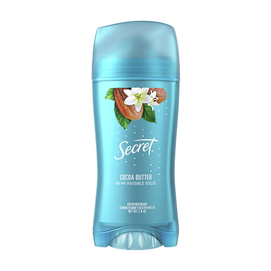 Secret 48 HR Invisible Solid Antiperspirant Deodorant, Cocoa Butter, 2.6 oz