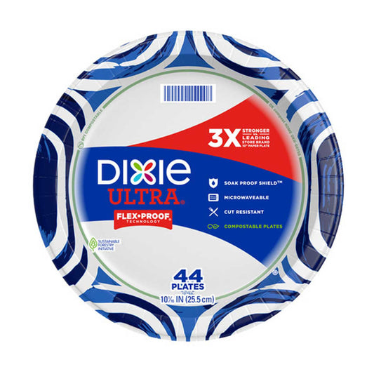 Dixie Ultra 10 Inch Flex-Proof Paper Plates, 44 ct