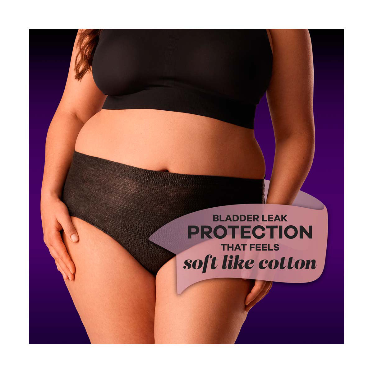 Always Discreet Boutique Incontinence and Postpartum Underwear for Women, Maximum Protection, L, Black, 18 Count