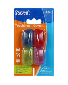 Rexall Antibacterial Toothbrush Cover, 4 ct