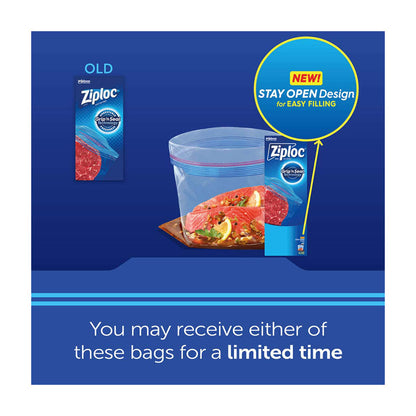 ZiplocÂ® Brand Freezer Bags with New Stay Open Design, Quart, 48 ct