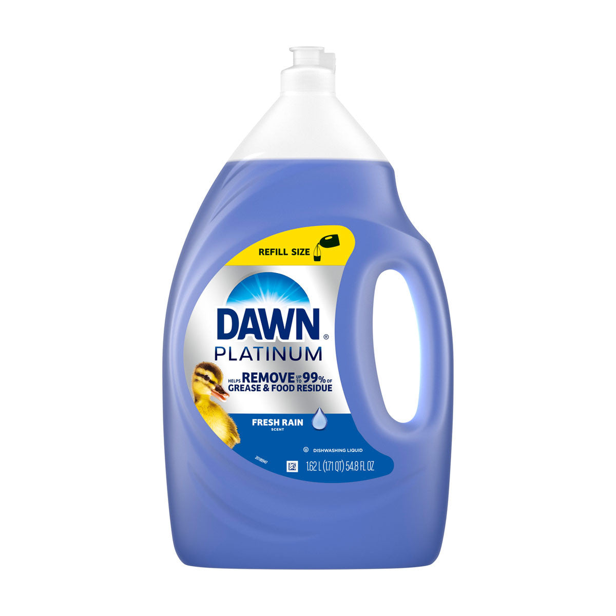 Dawn Platinum Dishwashing Liquid Refill Size, Fresh Rain Scent, 54.8 fl oz