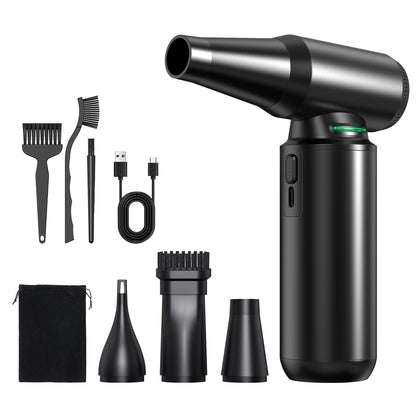 Compressed Air Duster - Aluminum Alloy Shell, 300,000RPM High-Speed Cordless Electric Air Duster | 3-Gear Adjustable with LED Flashlight & Brushless Motor | Dust Blower for Keyboard, PC, Car and Home