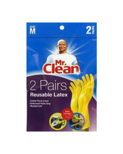 Mr. Clean Reusable Latex Gloves - Medium- 2 pairs