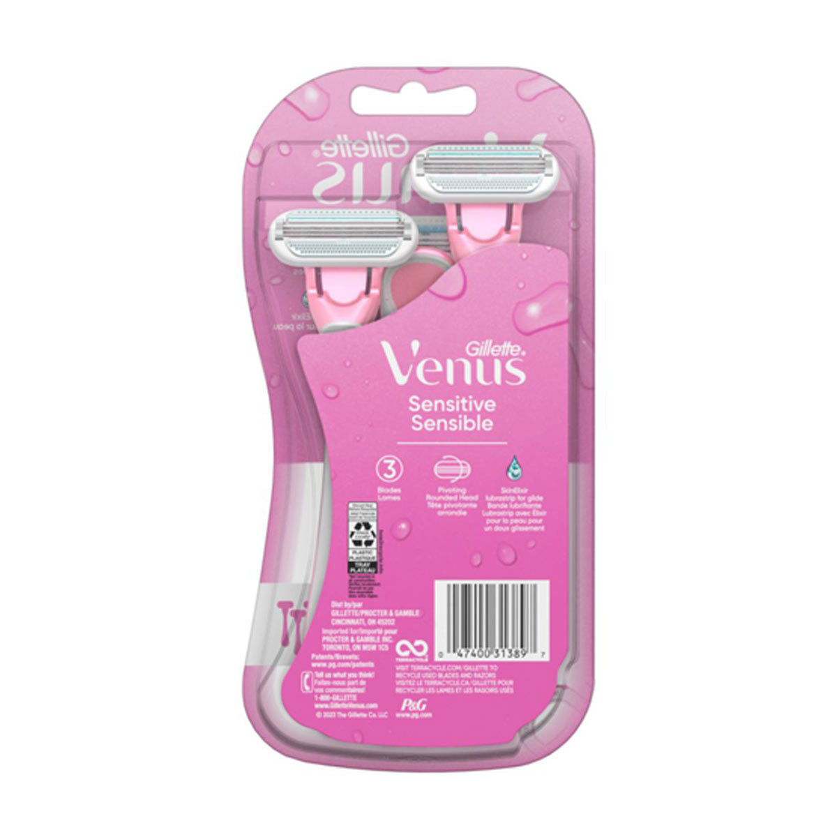 Venus Sensitive Women's Disposable Razor, 3 Count
