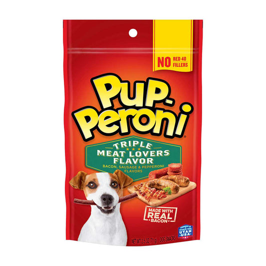 Pup-Peroni Triple Meat Lovers Bacon, Sausage & Pepperoni Flavor Dog Treats, 2.5 oz