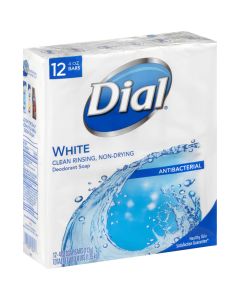 Dial White Antibacterial Bar Soap, 4 oz bars - 12 ct