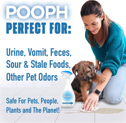 POOPH® Pet Odor Eliminator Spray - Patented NO Fragrance NO Harsh Chemicals Organic Odor Eliminator Works On-Contact Home, Auto, Upholstery, and more Fast Easy Safe for Pets, People and the Planet!