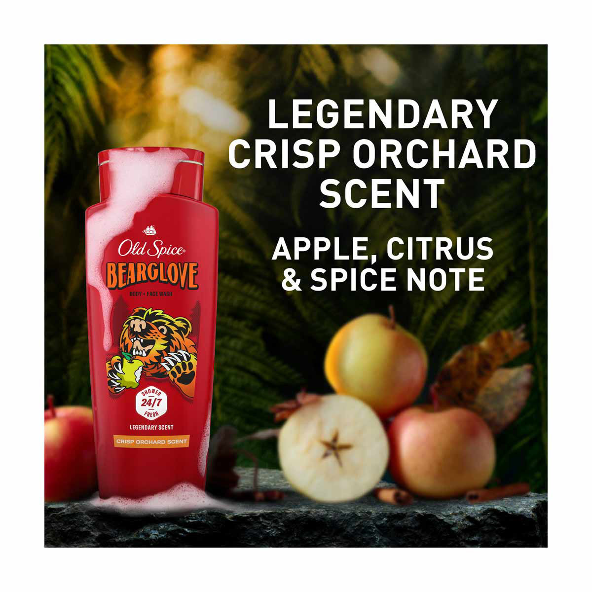 Old Spice Cleansing Body Wash for Men, 24/7 Shower Clean, Bearglove, Crisp Orchard Scent, 16 oz