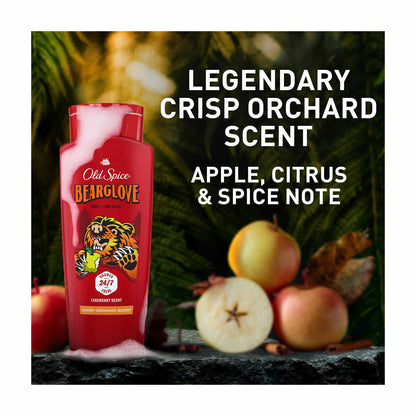 Old Spice Cleansing Body Wash for Men, 24/7 Shower Clean, Bearglove, Crisp Orchard Scent, 16 oz