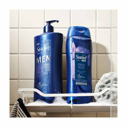 Suave Men Stress Relief Body + Face Wash, 18 oz