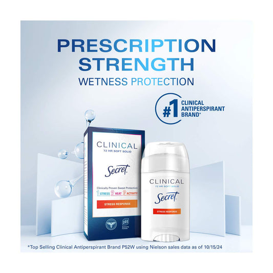 Secret Clinical Strength Soft Solid Antiperspirant and Deodorant for Women, Stress Response, 1.6 oz
