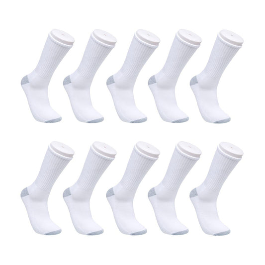Zone Pro Men's Half Cushion Crew Socks, White, Shoe Size 6 - 12, 10 pk