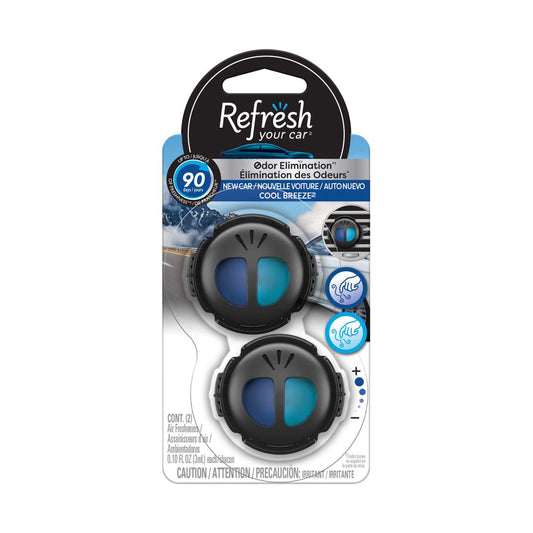 Refresh Your Car Air Freshener Diffuser, New Car/Cool Breeze, 2 ct
