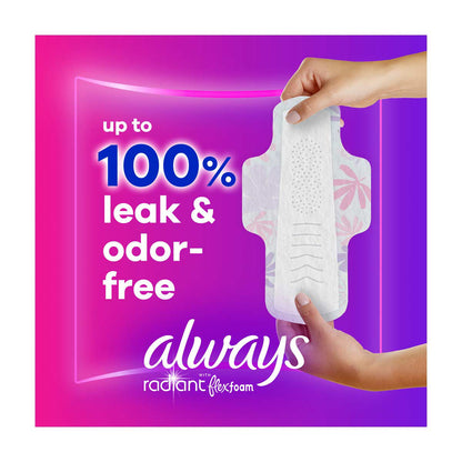 Always Radiant with FlexFoam Pads with Wings, Size 2 Heavy Flow, 26 ct
