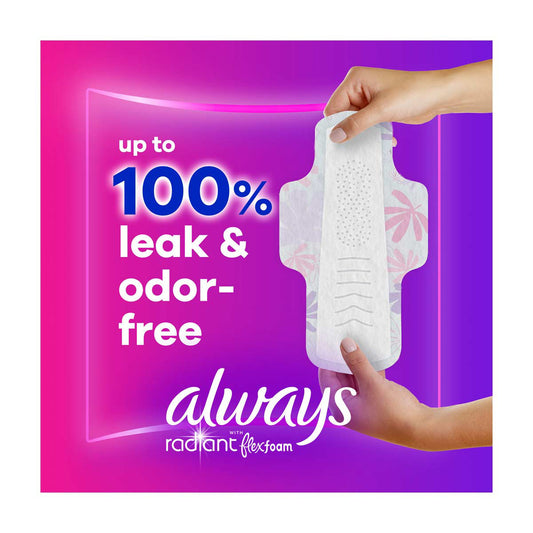 Always Radiant with FlexFoam Pads with Wings, Size 2 Heavy Flow, 26 ct