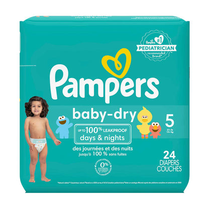 Pampers Baby Dry Diapers, Size 5, 27+ lbs, 24 Count, Absorbent Disposable Diapers