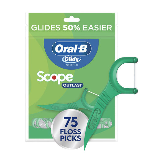 Oral-B Glide Mint Dental Floss Picks with Long Lasting Scope Flavor, 75 Picks