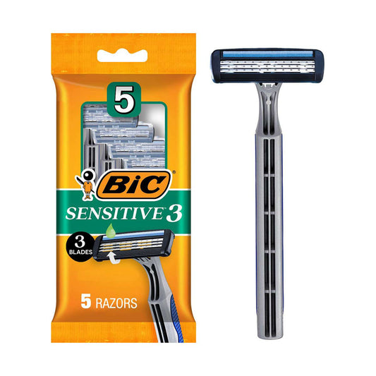 BIC Sensitive 3 Disposable Razors for Men, 5 ct