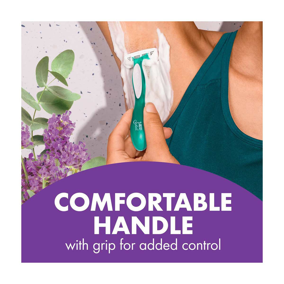 BIC Soleil Escape Women's Disposable Razors With 4 Blades - Lavender & Eucalyptus, 4 ct